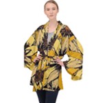 Colorful Seamless Floral Pattern Long Sleeve Velvet Kimono 