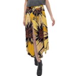 Colorful Seamless Floral Pattern Velour Split Maxi Skirt