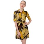 Colorful Seamless Floral Pattern Belted Shirt Dress