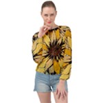 Colorful Seamless Floral Pattern Banded Bottom Chiffon Top