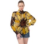 Colorful Seamless Floral Pattern High Neck Long Sleeve Chiffon Top
