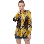 Colorful Seamless Floral Pattern Long Sleeve Satin Shirt
