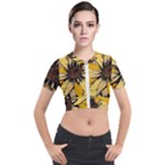 Colorful Seamless Floral Pattern Short Sleeve Cropped Jacket