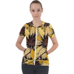 Colorful Seamless Floral Pattern Short Sleeve Zip Up Jacket