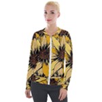 Colorful Seamless Floral Pattern Velvet Zip Up Jacket