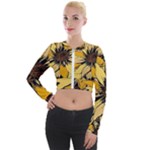 Colorful Seamless Floral Pattern Long Sleeve Cropped Velvet Jacket
