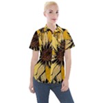 Colorful Seamless Floral Pattern Women s Short Sleeve Pocket Shirt