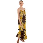 Colorful Seamless Floral Pattern Cami Maxi Ruffle Chiffon Dress