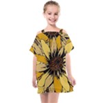 Colorful Seamless Floral Pattern Kids  One Piece Chiffon Dress