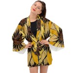Colorful Seamless Floral Pattern Long Sleeve Kimono