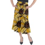 Colorful Seamless Floral Pattern Midi Mermaid Skirt
