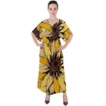 Colorful Seamless Floral Pattern V-Neck Boho Style Maxi Dress