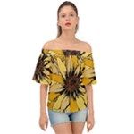 Colorful Seamless Floral Pattern Off Shoulder Short Sleeve Top