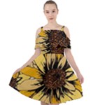 Colorful Seamless Floral Pattern Cut Out Shoulders Chiffon Dress