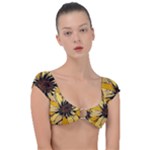 Colorful Seamless Floral Pattern Cap Sleeve Ring Bikini Top