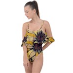 Colorful Seamless Floral Pattern Drape Piece Swimsuit