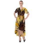 Colorful Seamless Floral Pattern Front Wrap High Low Dress