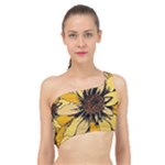 Colorful Seamless Floral Pattern Spliced Up Bikini Top 