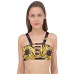 Colorful Seamless Floral Pattern Cage Up Bikini Top