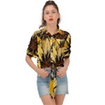 Colorful Seamless Floral Pattern Tie Front Shirt 