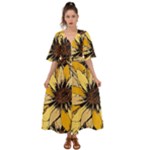 Colorful Seamless Floral Pattern Kimono Sleeve Boho Dress