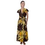Colorful Seamless Floral Pattern Flutter Sleeve Maxi Dress