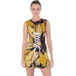 Colorful Seamless Floral Pattern Lace Up Front Bodycon Dress