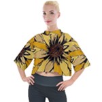 Colorful Seamless Floral Pattern Mock Neck T-Shirt