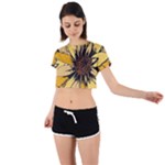 Colorful Seamless Floral Pattern Tie Back Short Sleeve Crop T-Shirt
