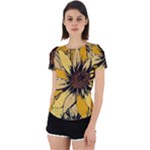 Colorful Seamless Floral Pattern Back Cut Out Sport T-Shirt