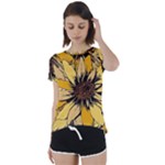 Colorful Seamless Floral Pattern Short Sleeve Open Back T-Shirt