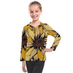 Colorful Seamless Floral Pattern Kids  Long Mesh T-Shirt