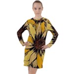 Colorful Seamless Floral Pattern Long Sleeve Hoodie Dress