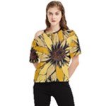 Colorful Seamless Floral Pattern One Shoulder Cut Out T-Shirt