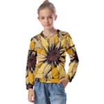 Colorful Seamless Floral Pattern Kids  Long Sleeve T-Shirt with Frill 