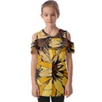 Colorful Seamless Floral Pattern Fold Over Open Sleeve Top