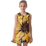 Colorful Seamless Floral Pattern Kids  Pilgrim Collar Ruffle Hem Dress