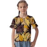 Colorful Seamless Floral Pattern Kids  Cuff Sleeve Scrunch Bottom T-Shirt