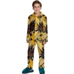 Colorful Seamless Floral Pattern Kids  Long Sleeve Velvet Pajamas Set