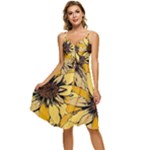 Colorful Seamless Floral Pattern Sleeveless Tie Front Chiffon Dress