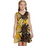 Colorful Seamless Floral Pattern Kids  Sleeveless Tiered Mini Dress
