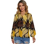 Colorful Seamless Floral Pattern Women s Long Sleeve Button Up Shirt