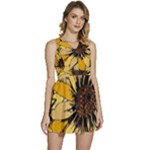 Colorful Seamless Floral Pattern Sleeveless High Waist Mini Dress