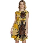 Colorful Seamless Floral Pattern Cap Sleeve High Waist Dress