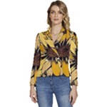 Colorful Seamless Floral Pattern Women s Long Sleeve Revers Collar Cropped Jacket