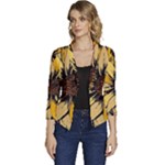 Colorful Seamless Floral Pattern Women s Casual 3/4 Sleeve Spring Jacket