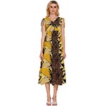 Colorful Seamless Floral Pattern V-Neck Drawstring Shoulder Sleeveless Maxi Dress