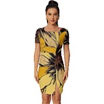 Colorful Seamless Floral Pattern Fitted Knot Split End Bodycon Dress