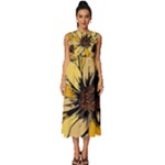Colorful Seamless Floral Pattern Sleeveless Round Neck Midi Dress