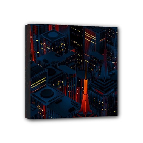 Architecture City Pixel Art Mini Canvas 4  x 4  (Stretched) from ArtsNow.com